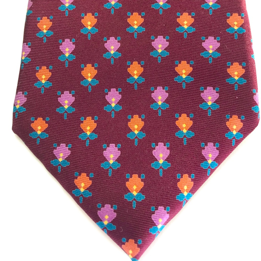 All silk designer luxury Yves Saint Laurent floral tie.